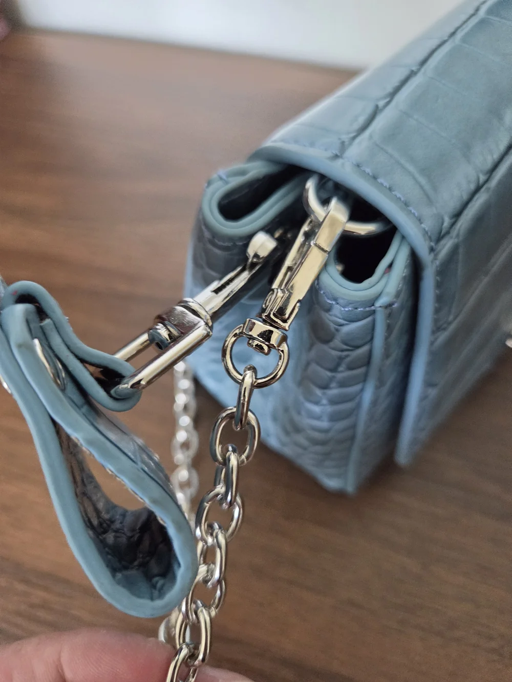 Vivienne Westwood Blue Croc-Embossed Chain Crossbody Bag